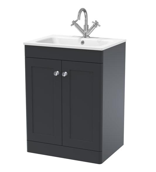 NUIE 600mm Floor Standing 2-Door Unit & Stone Basin 1TH