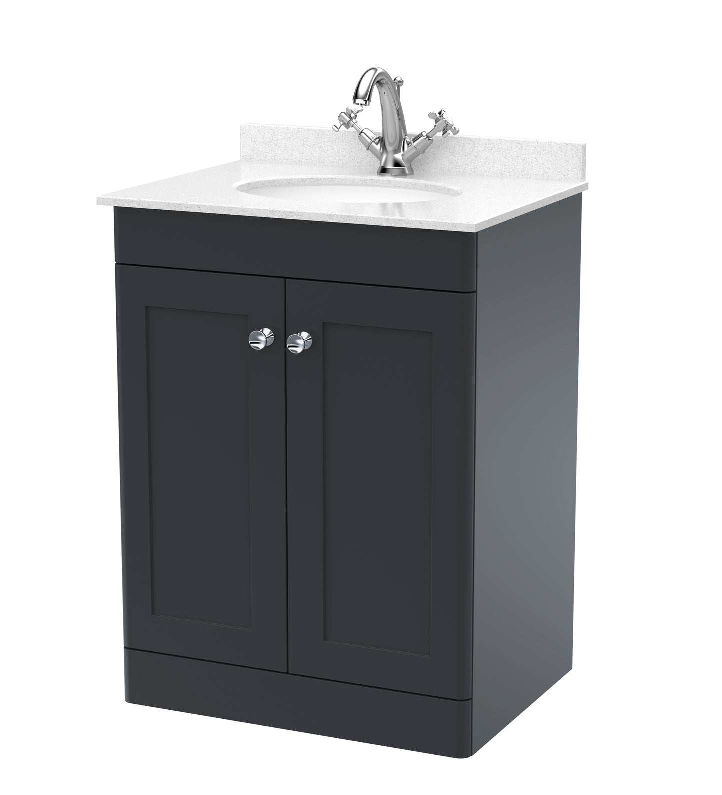 NUIE 600mm Floor Standing 2 Door Vanity & Marble Top 1TH