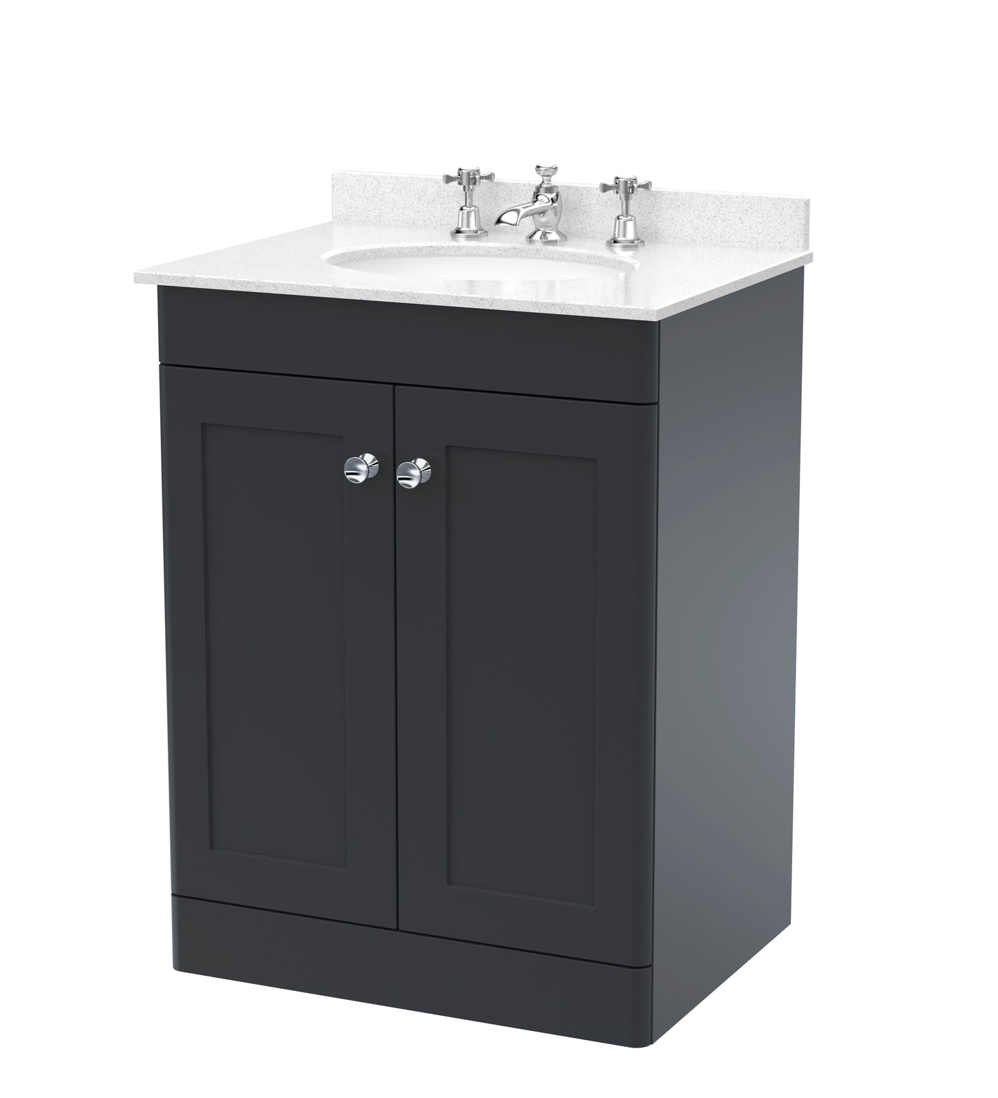 NUIE 600mm Floor Standing 2 Door Vanity & Marble Top 3TH