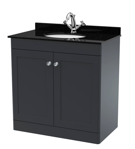 NUIE 800mm Floor Standing 2 Door Vanity & Marble Top 1TH