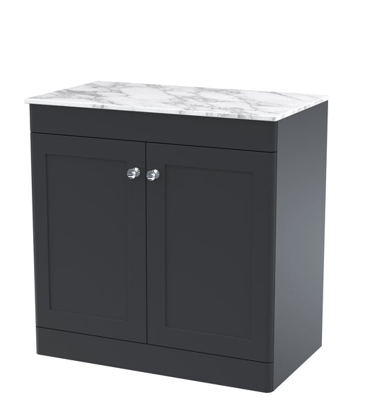 NUIE 800mm Floor Standing 2-Door Vanity with Marble Top