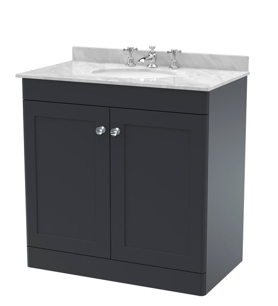 NUIE 800mm Floor Standing 2 Door Vanity & Marble Top 3TH