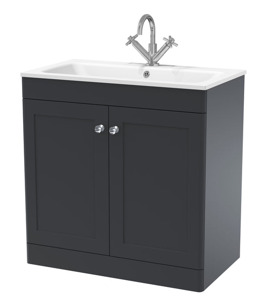 NUIE 800mm Floor Standing 2-Door  Unit & Stone Basin 1TH
