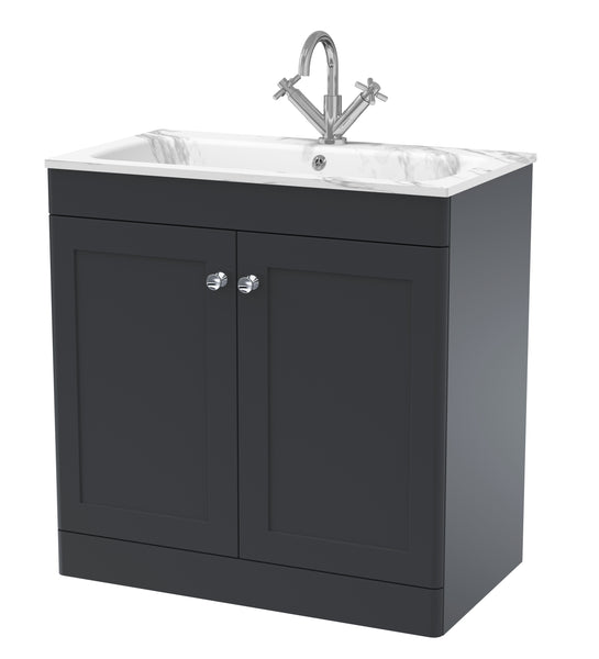 NUIE 800mm Floor Standing 2-Door  Unit & Stone Basin 1TH