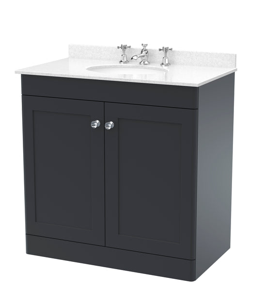 NUIE 800mm Floor Standing 2 Door Vanity & Marble Top 3TH