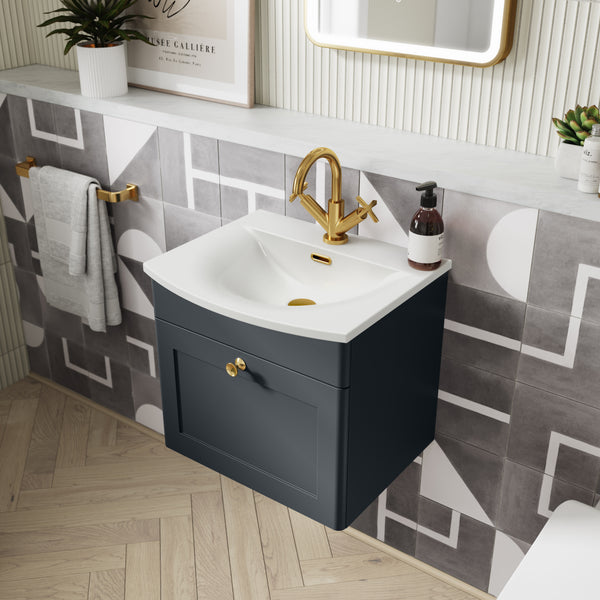 NUIE 500mm Wall Hung 1-Drawer Unit & Curved Basin