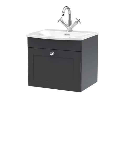 NUIE 500mm Wall Hung 1-Drawer Unit & Curved Basin