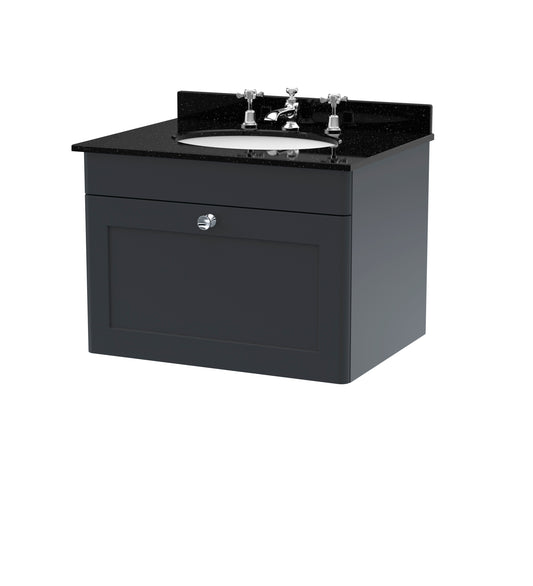 NUIE 600mm Wall Hung 1 Drawer Vanity & Marble Top 3TH