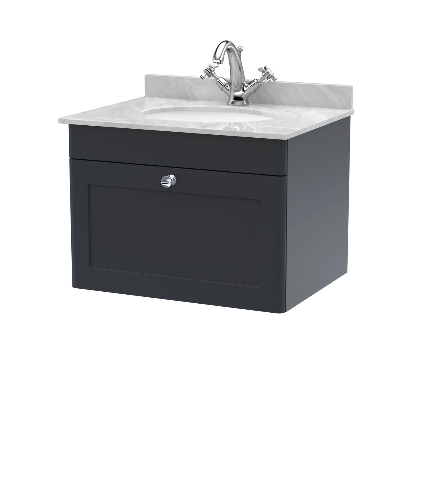NUIE 600mm Wall Hung 1 Drawer Vanity & Marble Top 1TH
