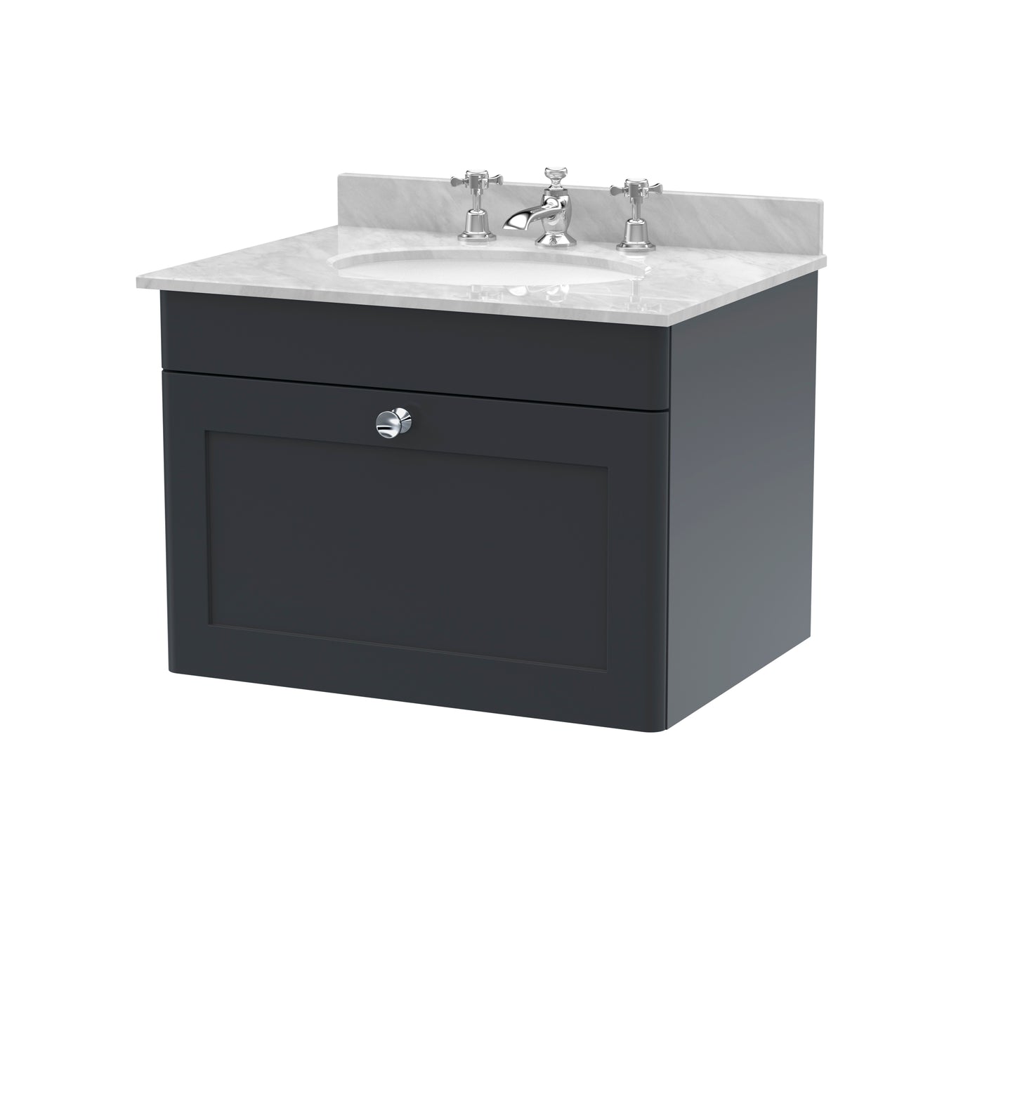 NUIE 600mm Wall Hung 1 Drawer Vanity & Marble Top 3TH