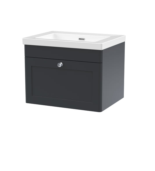 NUIE 600mm Wall Hung 1-Drawer Vanity with Basin - 0 Tap Hole