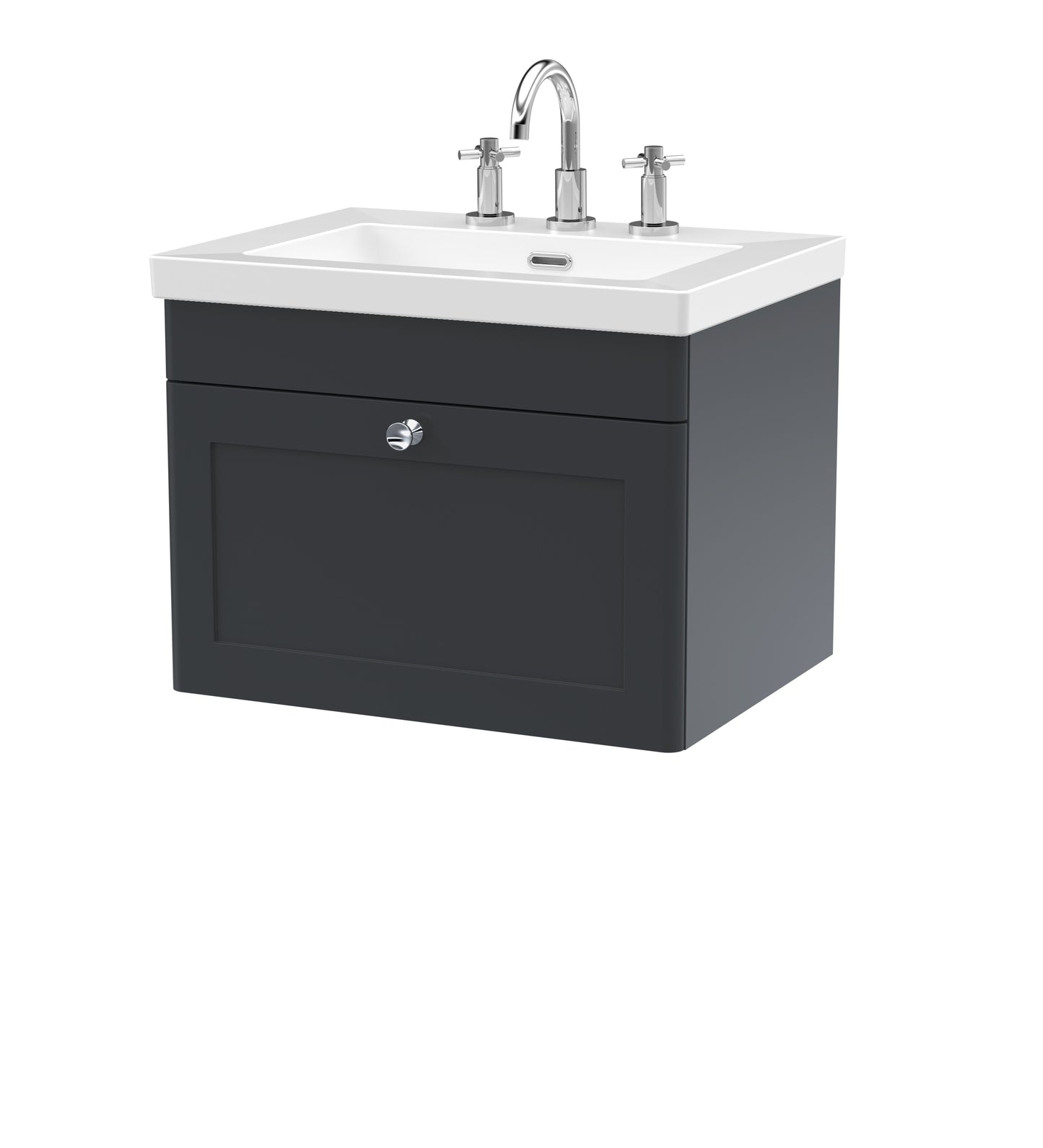 NUIE 600mm Wall Hung 1-Drawer Vanity with Basin - 3 Tap Hole