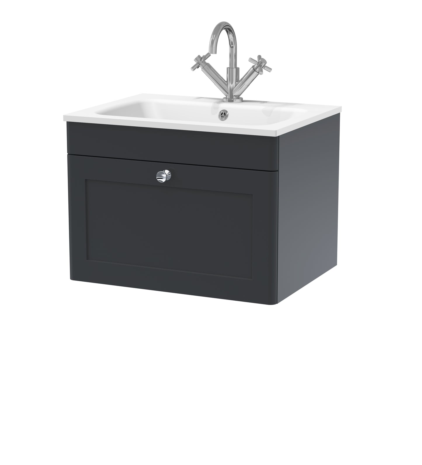 NUIE 600mm Wall Hung 1-Drawer Unit & Stone Basin 1TH