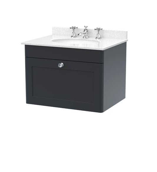 NUIE 600mm Wall Hung 1 Drawer Vanity & Marble Top 3TH