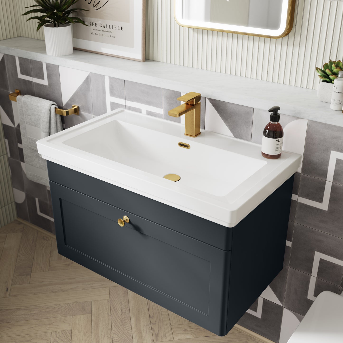 NUIE 600mm Wall Hung 1-Drawer Vanity & Basin 1TH