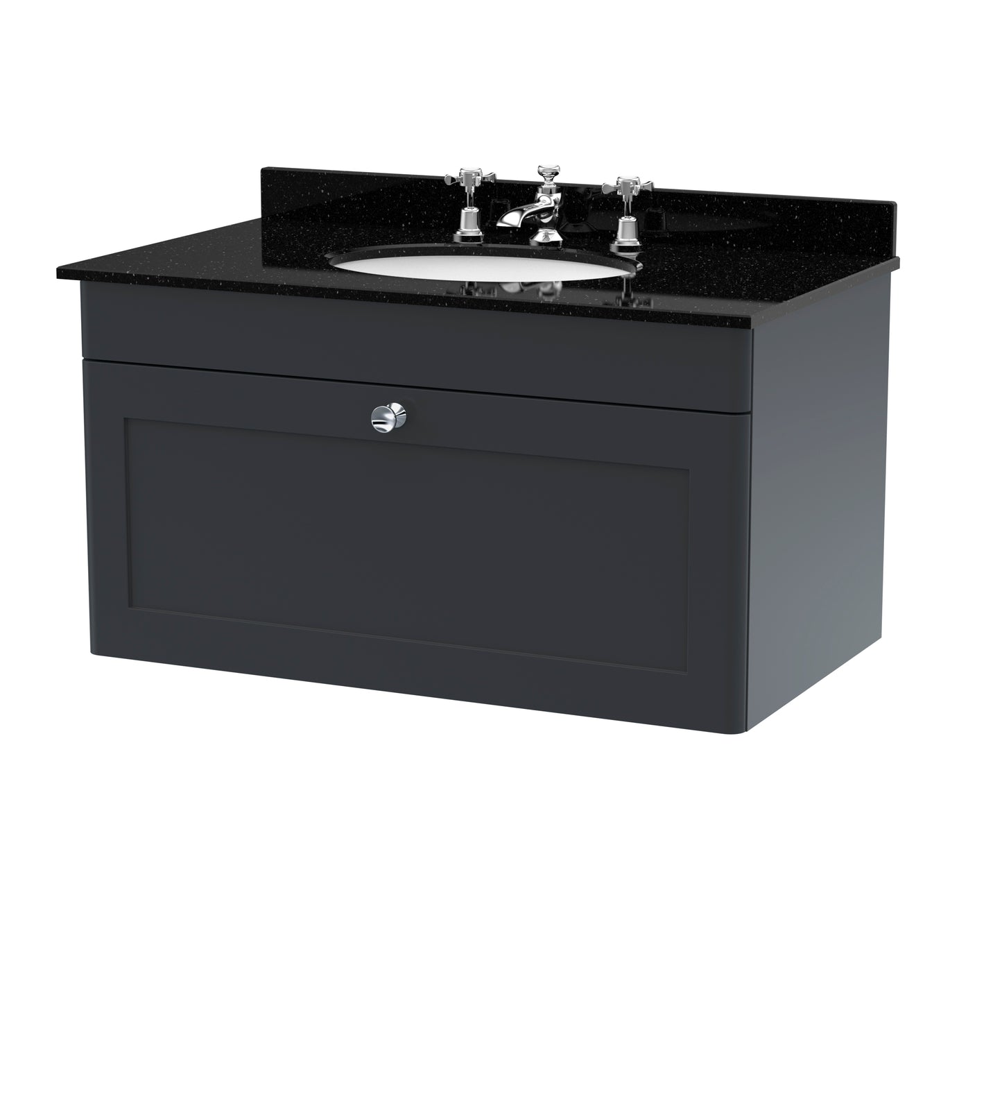 NUIE 800mm Wall Hung 1 Drawer Vanity & Marble Top 3TH