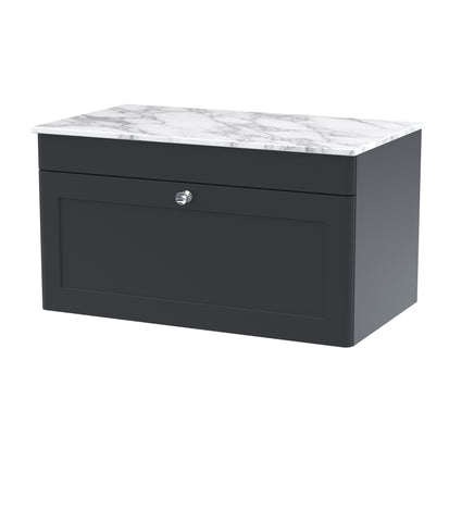 NUIE 800mm Wall Hung Single Drawer Vanity with Marble Top