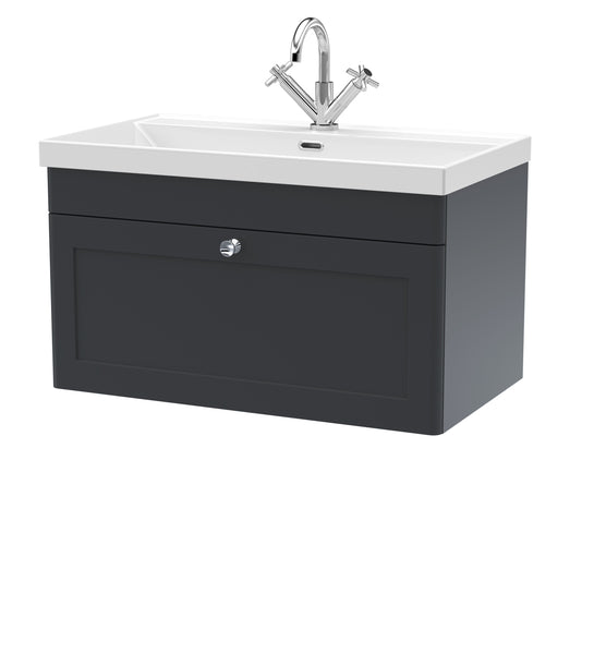 NUIE 800mm Wall Hung Single Drawer Vanity with Basin - 1 Tap Hole