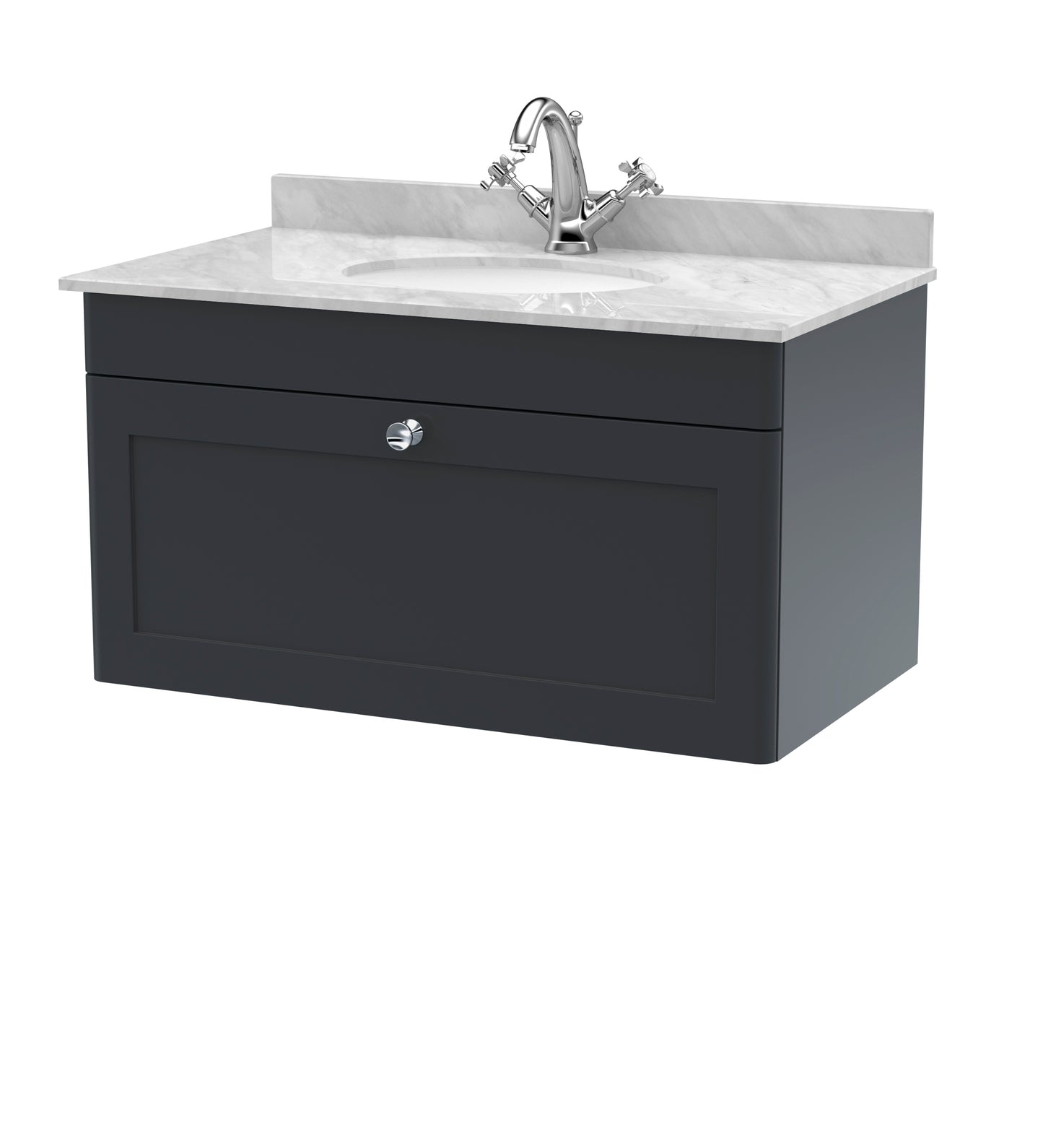 NUIE 800mm Wall Hung 1 Drawer Vanity & Marble Top 1TH