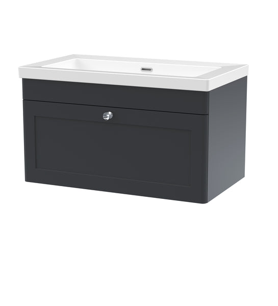 NUIE 800mm Wall Hung Single Drawer Vanity with Basin - 0 Tap Hole