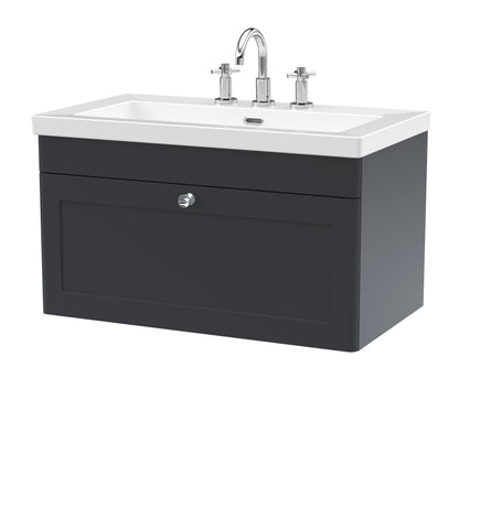 NUIE 800mm Wall Hung Single Drawer Vanity with Basin - 3 Tap Hole