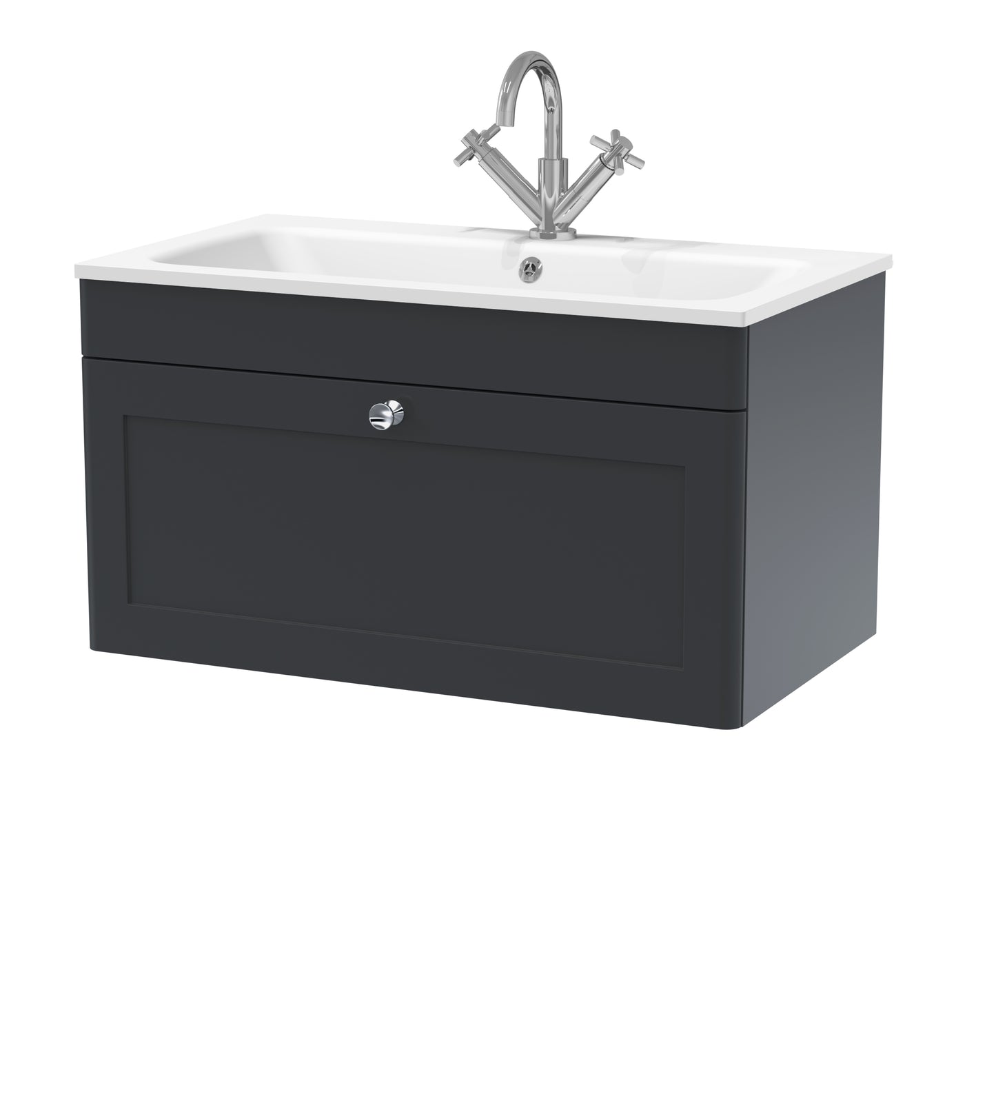 NUIE 800mm Wall Hung 1-Drawer Unit & Stone Basin 1TH