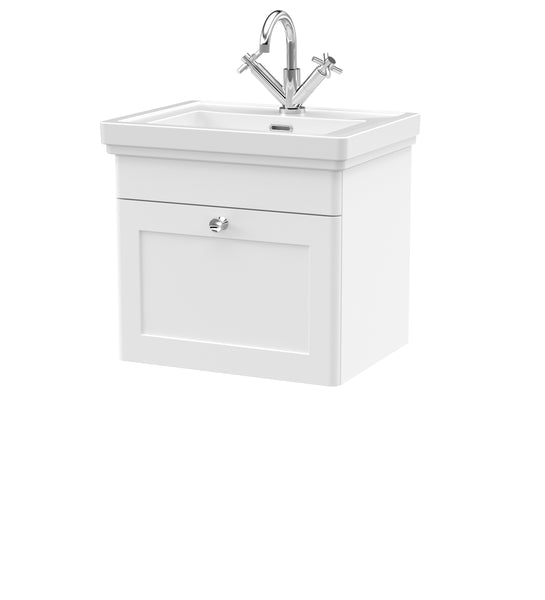 NUIE 500mm Wall Hung 1-Drawer Vanity & Basin 1TH