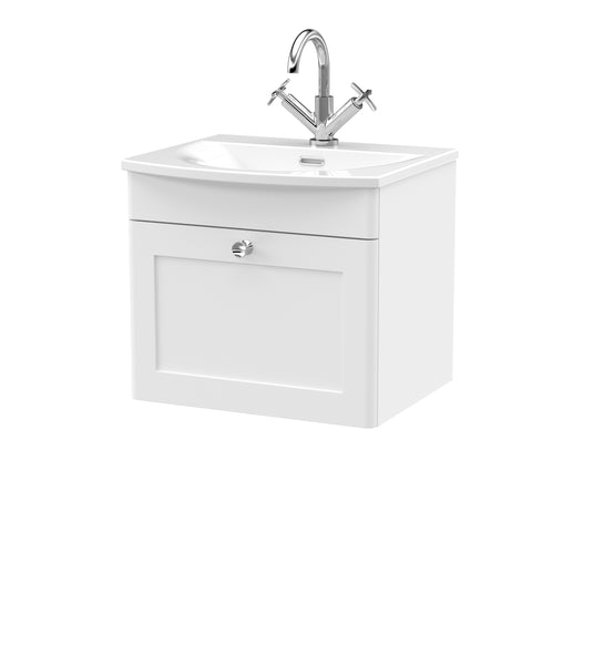 NUIE 500mm Wall Hung 1-Drawer Unit & Curved Basin