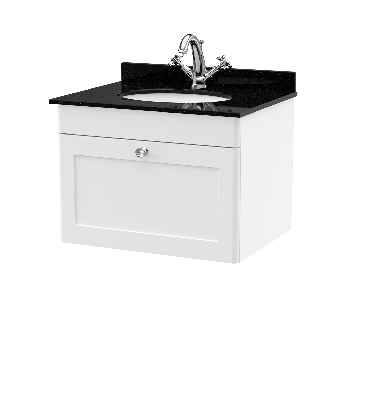 NUIE 600mm Wall Hung 1 Drawer Vanity & Marble Top 1TH