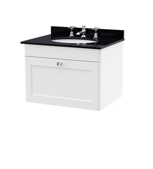 NUIE 600mm Wall Hung 1 Drawer Vanity & Marble Top 3TH