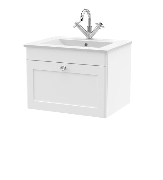 NUIE 600mm Wall Hung 1-Drawer Vanity with Basin - 1 Tap Hole