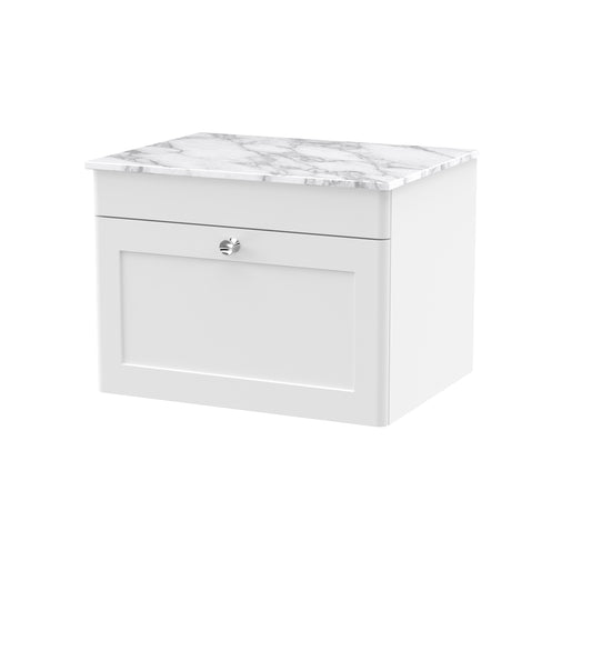 NUIE 600mm Wall Hung 1-Drawer Vanity with Marble Top