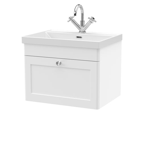 NUIE 600mm Wall Hung 1-Drawer Vanity with Basin - 1 Tap Hole