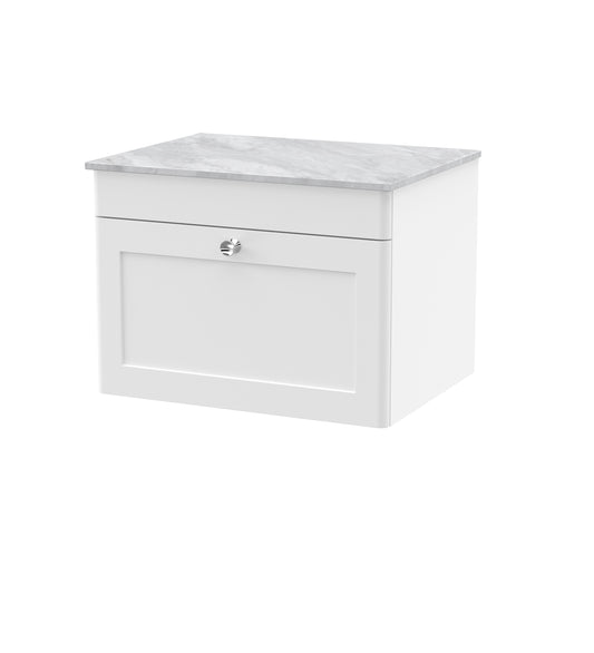 NUIE 600mm Wall Hung 1-Drawer Vanity with Marble Top