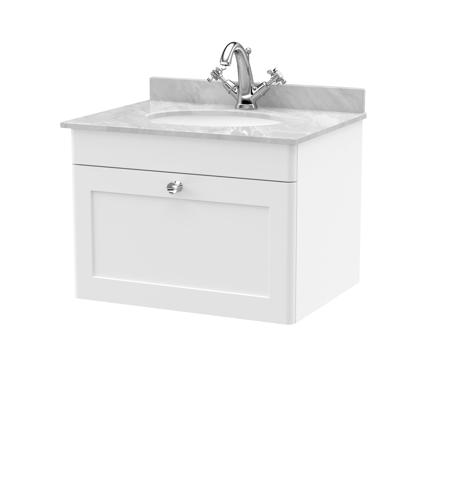 NUIE 600mm Wall Hung 1 Drawer Vanity & Marble Top 1TH