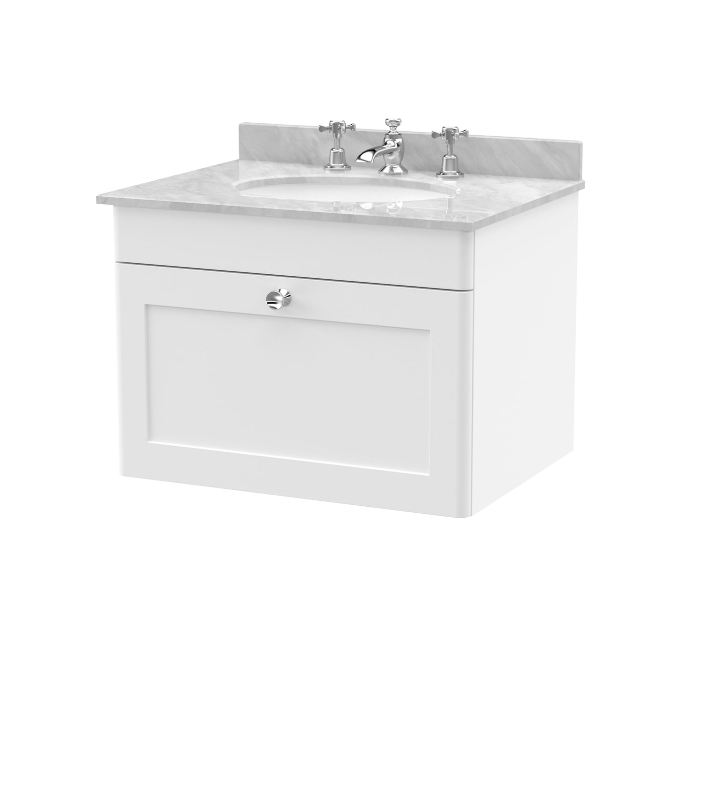 NUIE 600mm Wall Hung 1 Drawer Vanity & Marble Top 3TH