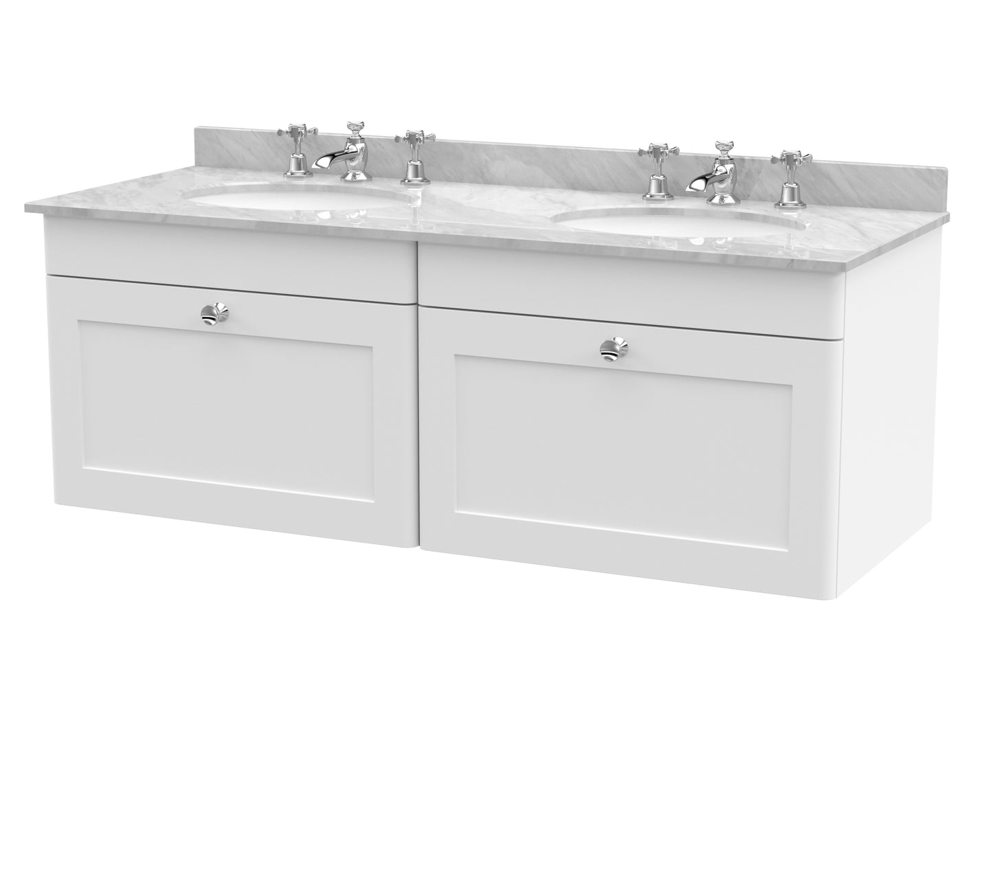 NUIE 1200mm Wall Hung 2 Drawer Vanity & Marble Top