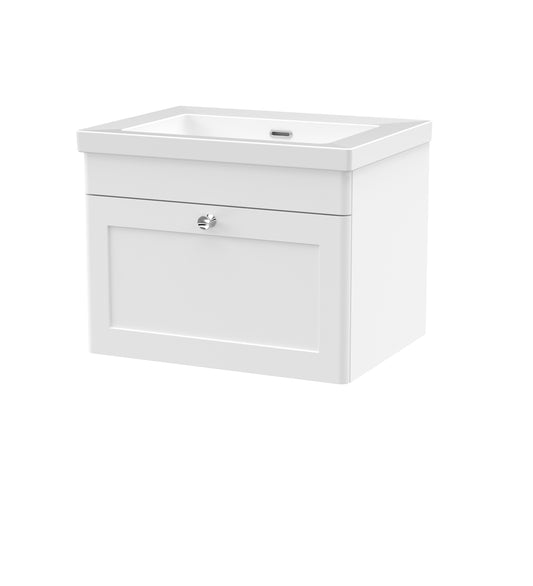 NUIE 600mm Wall Hung 1-Drawer Vanity with Basin - 0 Tap Hole