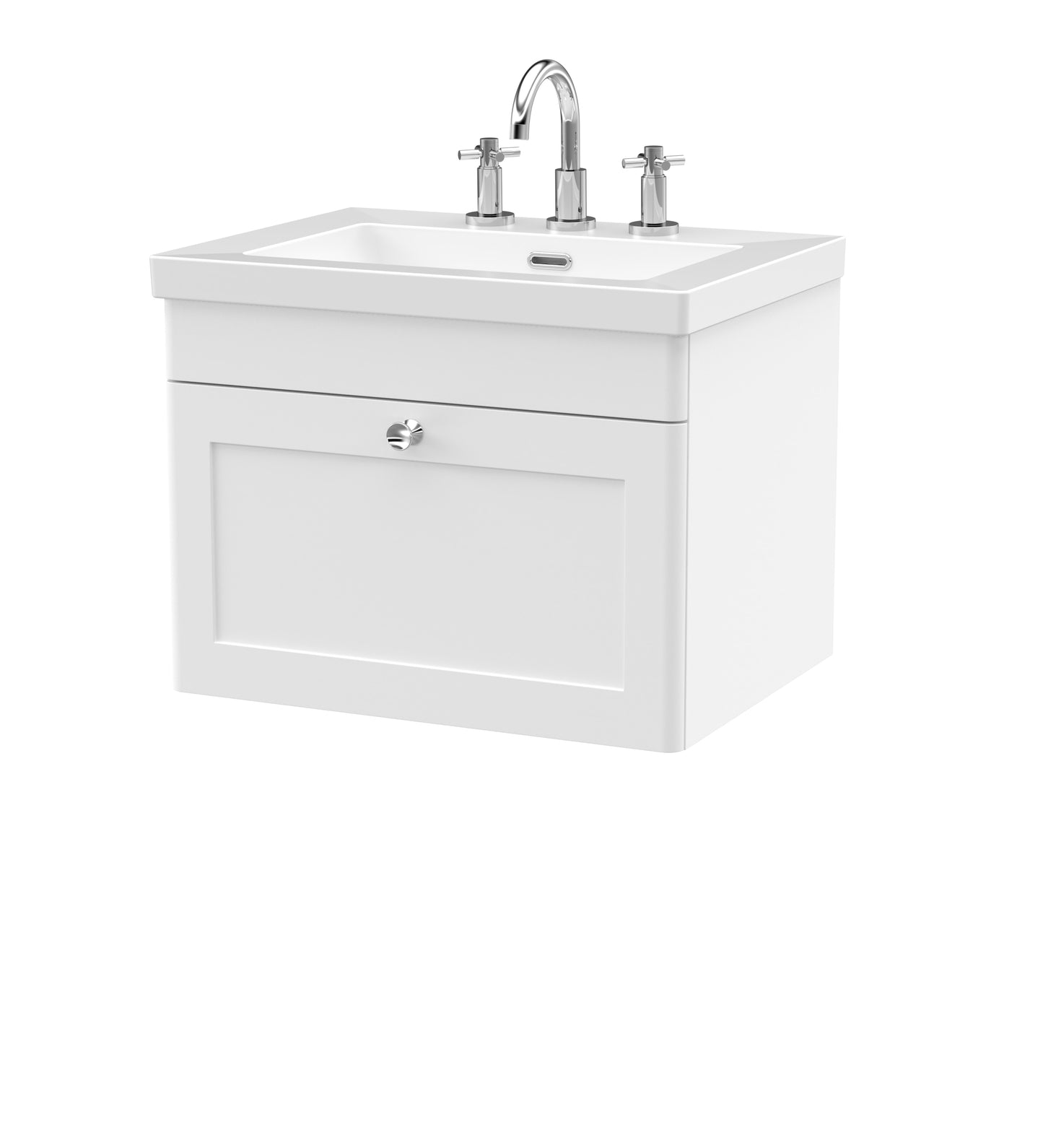 NUIE 600mm Wall Hung 1-Drawer Vanity with Basin - 3 Tap Hole