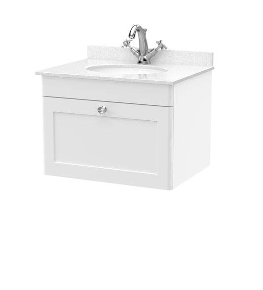 NUIE 600mm Wall Hung 1 Drawer Vanity & Marble Top 1TH
