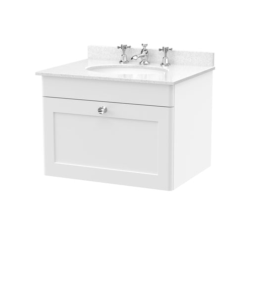 NUIE 600mm Wall Hung 1 Drawer Vanity & Marble Top 3TH