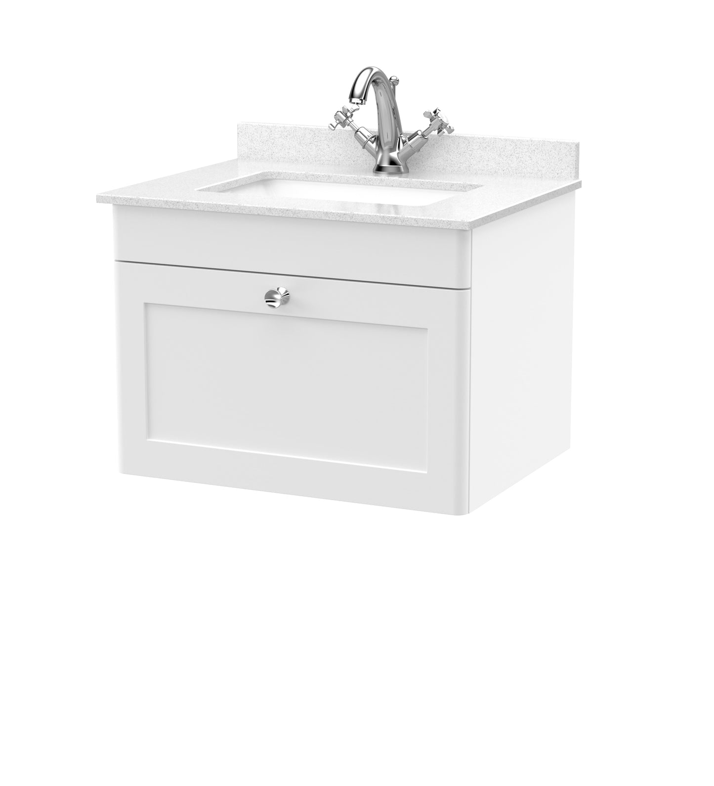 NUIE 600mm Wall Hung 1 Drawer Vanity & Marble Top 1TH