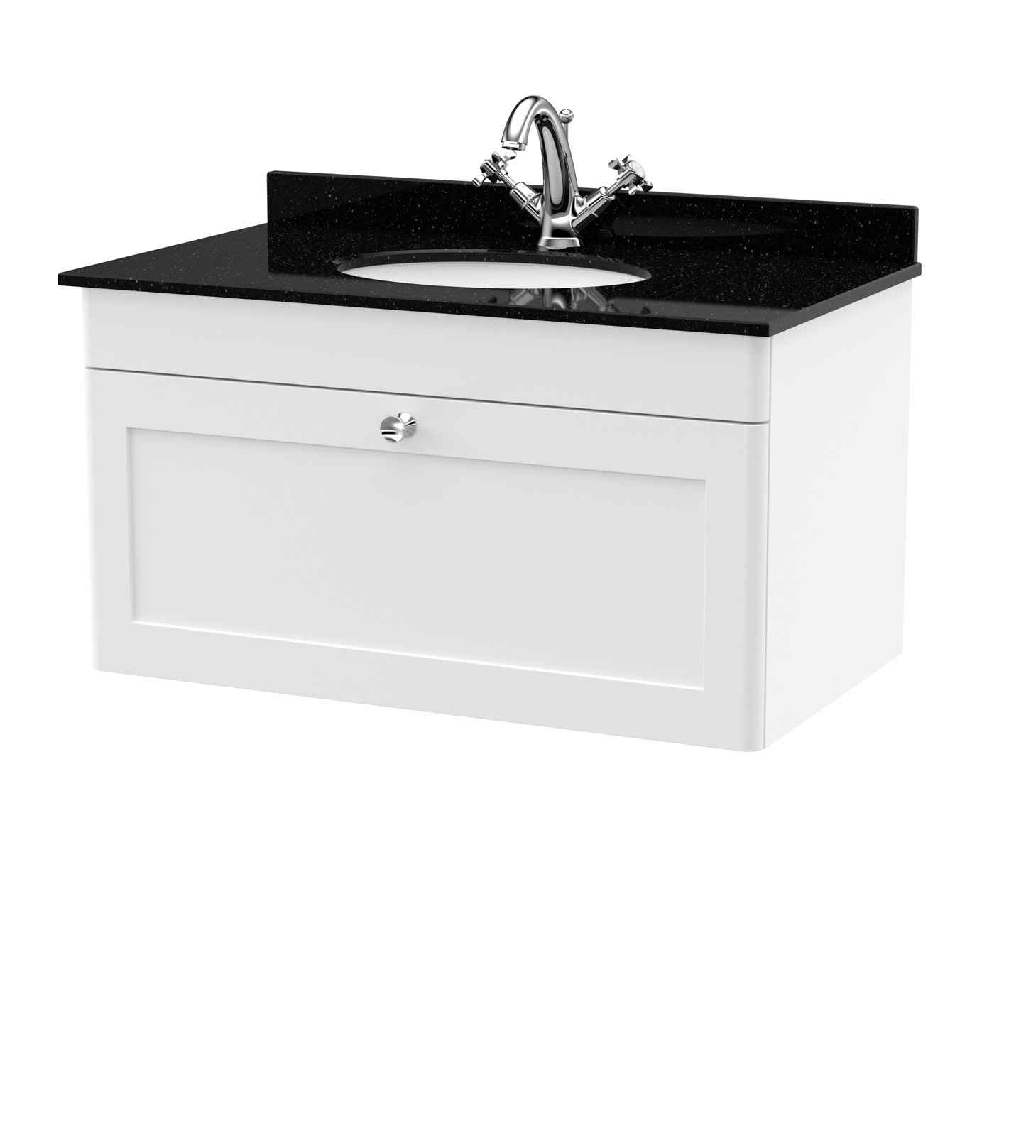 NUIE 800mm Wall Hung 1 Drawer Vanity & Marble Top 1TH
