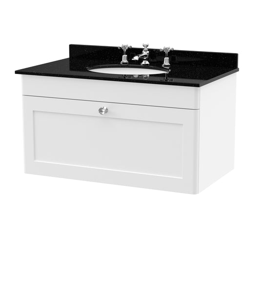 NUIE 800mm Wall Hung 1 Drawer Vanity & Marble Top 3TH