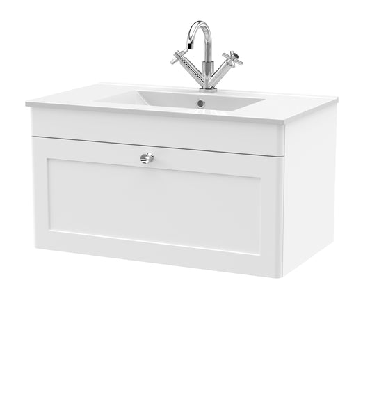 NUIE 800mm Wall Hung Single Drawer Vanity with Basin - 1 Tap Hole
