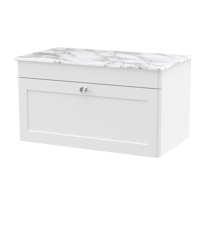 NUIE 800mm Wall Hung Single Drawer Vanity with Marble Top