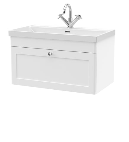 NUIE 800mm Wall Hung Single Drawer Vanity with Basin - 1 Tap Hole