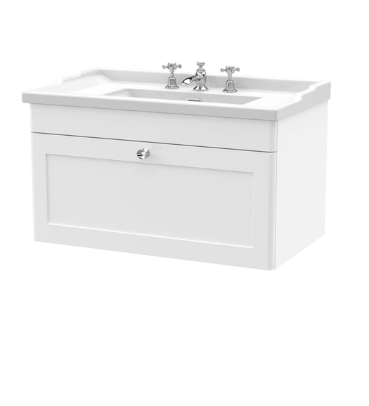 NUIE 800mm Wall Hung 1 Drawer Vanity & Basin 3TH