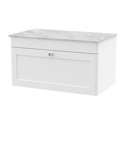 NUIE 800mm Wall Hung Single Drawer Vanity with Marble Top