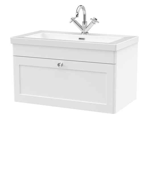 NUIE 800mm Wall Hung Single Drawer Vanity with Basin - 1 Tap Hole